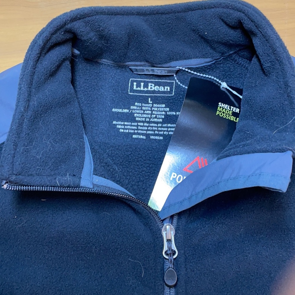 L.L.Bean Black Polartec Wind Pro Fleece Jacket L